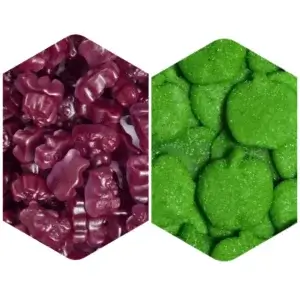 1/2 lb Mixers - Grape Gummy Bears & Sour Green Apple Gummies