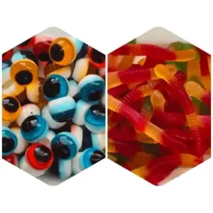 1/2 lb Mixers - 3D Eyeballs & Gummy Worms